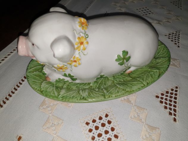 Portaburro o burriera fine porcellana a forma di Maialino