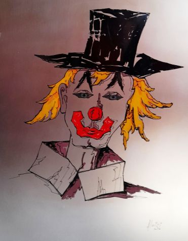 Incisione in  acciaio  Aloisi  il clown 56x76 - Foto 3