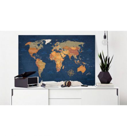 Quadro Di Sughero Planisfero Marrone E Blu Arredalacasa - Foto 2