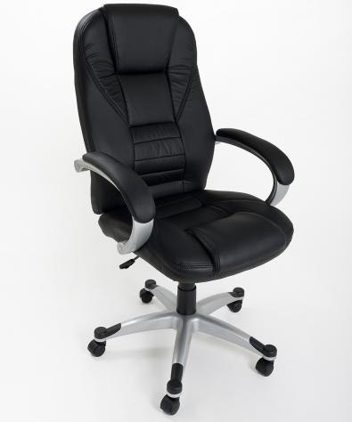 POLTRONA UFFICIO ERGONOMICA GIREVOLE IN ECOPELLE NERA - DIREZIONALE MODELLO FENIX - NUOVA - Foto 2