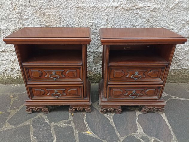 Coppia Comodini in LEGNO MASSICCIO - Arte Povera - x2 pezzi - Foto 2