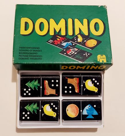 RARO GIOCO DOMINO FIGURATO MARCHIO JUMBO ART.N°101 MADE IN HOLLAND ANNI '70