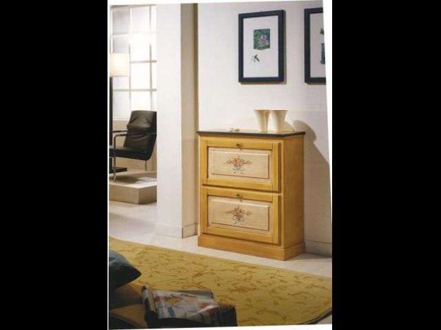 Scarpiera Udine 2 ante a ribalta laccato decorato cod 7405