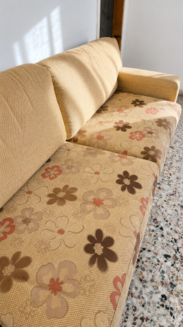 Divano 3 posti beige 212 cm in tessuto - Foto 2