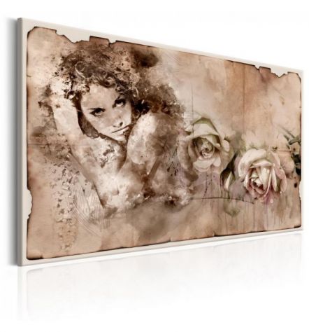 Quadro Vintage Con Una Ragazza E Le Rose - ARREDALACASA
