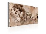 Quadro Vintage Con Una Ragazza E Le Rose - ARREDALACASA