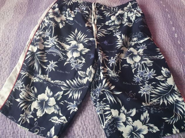 Costume pantaloncino Blu motivo floreale Tg M-46-NUOVO