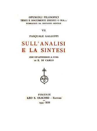 Sull’analisi e la sintesi - Pasquale Galoppi
