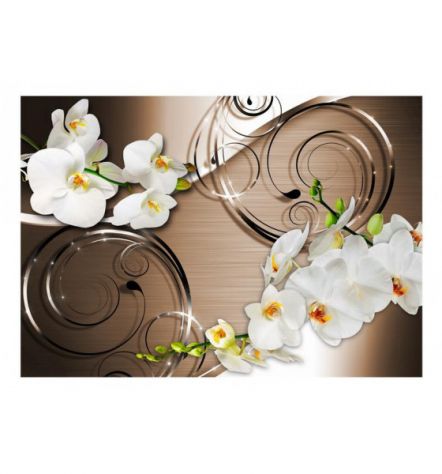 Fotomurale Adesivo Fiori Eleganti Su Sfondo Marrone ARREDALACASA - Foto 2