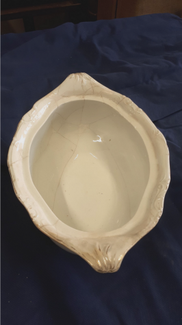 zuppiera antica florio palermo decorata motivi rocaille a rilievo in ceramica - Foto 3