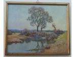 QUADRO PAESAGGIO COLLINARE con LAGO