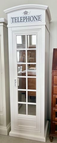 NUOVO ARMADIO CABINA TELEFONICA INGLESE DI VERO LEGNO, FINITURA BIANCO LACCATO - Foto 2
