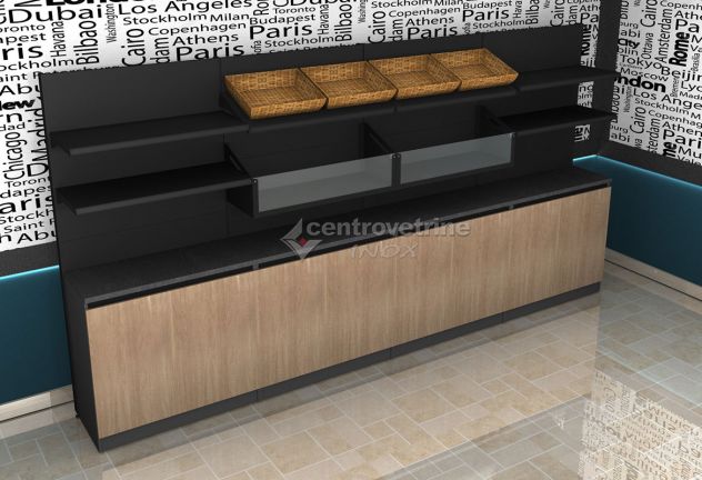 RETROBANCO BISTROT KIT 370 DA 400 CON PIANI IN FERRO E CON CESTO PANE