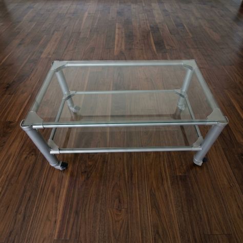 Carrello porta TV in alluminio e vetro