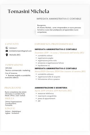 Impiegata amministrativa e contabile