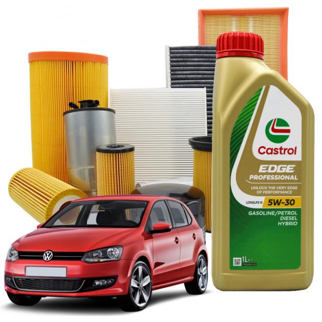 Kit Tagliando 5l Olio Castrol Edge Professional Longlife III 5w30 Per Vw Polo
