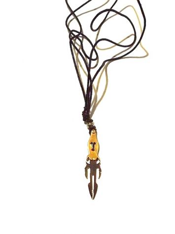 Collana ak44, cordoncino, acciaio e oro.