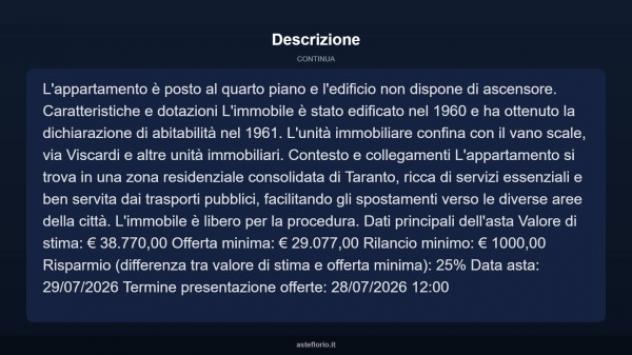 Immobile in asta di 52 m² in vendita a Taranto - Foto 5