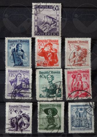 AUSTRIA 1945-1987 Lotto di 23 francobolli