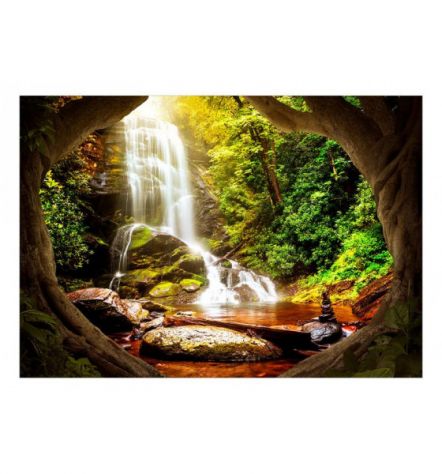 Fotomurale Adesivo Con La Cascata Nella Foresta Arredalacasa - Foto 2