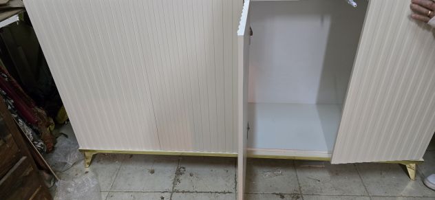 Credenza cannettata avorio chiaro e oro su misura con spedizione - Foto 3
