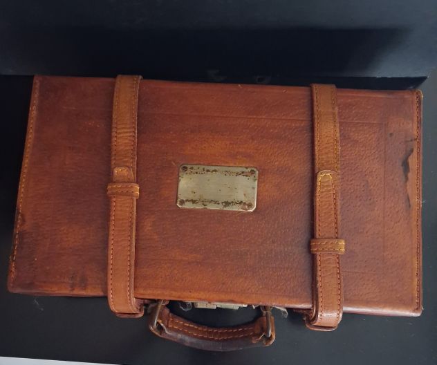 Ex Valigetta Porta cartucce in cuoio rigido vintage ,interno senza scomparti i - Foto 3