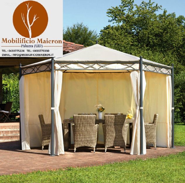 Gazebo cod 6107 Esagonale con struttura in Ferro Arredo Esterno Bar Ristorante