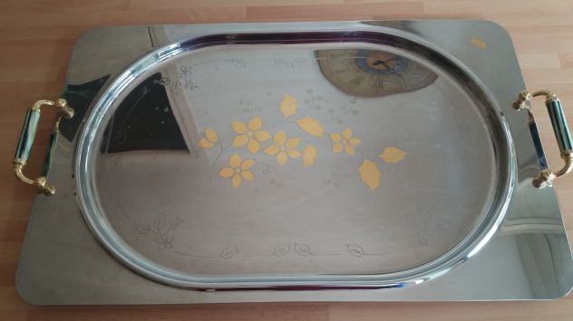 Vassoio inox rettangolare ricamato