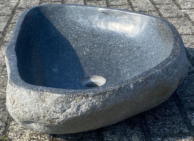 Lavabo lavandino da appoggio in pietra sasso di fiume 3 - Foto 2
