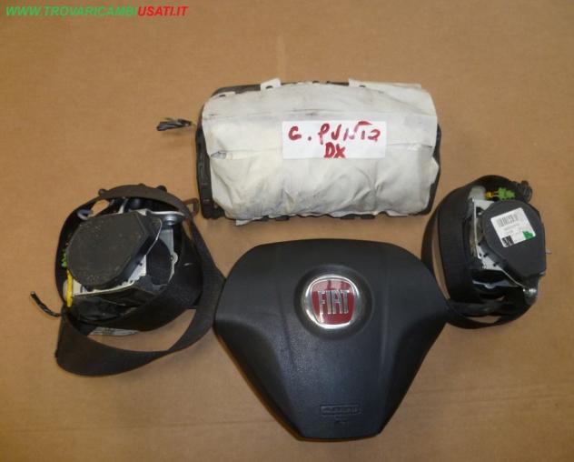 DISPOSITIVO AIR-BAG lato guida (con stemma Fiat a fondo rosso) KIT VOLANTE SP. VERDE CENTRALE + PASSEGGERO 2 SPINE LATERALI + CINTURE 5 PORTE FIAT PUN