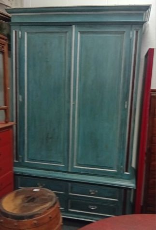 VENDO GRANDE MOBILE ARMADIO ANTICO LACCATO STILE SHABBY CHIC - Foto 4