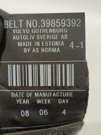 CINTURA DI SICUREZZA POSTERIORE DX VOLVO V70 3° Serie 39859392 D5244T5 (0716) - Foto 3