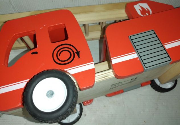 GIOCATTOLO LEGNO DI FABBRICAZIONE TEDESCA CAMIOM POMPIERI - Foto 8