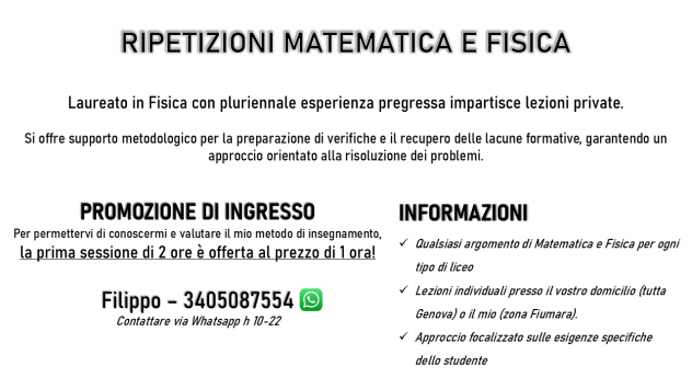 RIPETIZIONI MATEMATICA E FISICA