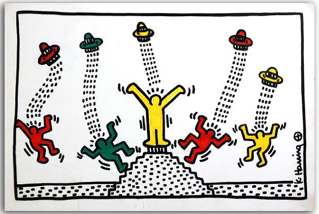 Quadro Keith Haring dipinto a mano pop art