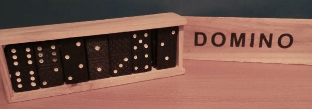 DOMINO gioco da Tavolo in Scatola di Legno 28 Tessere NERE - Foto 3