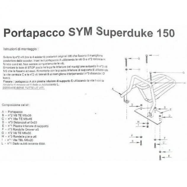 Portapacchi posteriore Sym Superduke - Foto 3