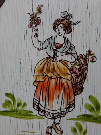 Vecchia coppia di mattonelle decorate epoca anni 50 da parete - Foto 6