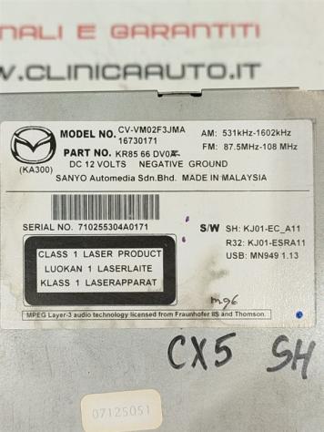AUTORADIO MAZDA CX-5 Serie CV-VM02F3JMA KR8566DV0A SH (1216) - Foto 5