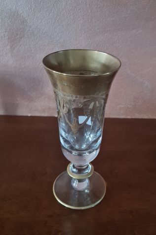 Set trittico bicchieri in cristallo e decori oro di cui uno - Foto 2