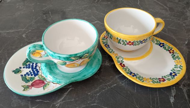 SERVIZIO 6 TAZZE LATTE CON PIATTO PORTA BISCOTTI IN CERAMICA VIETRESE VIETRI - Foto 4