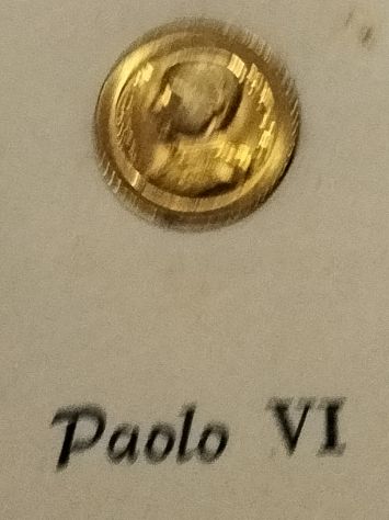 Quadretto vintage effigie Paolo VI monetina oro 8 ka - Foto 2