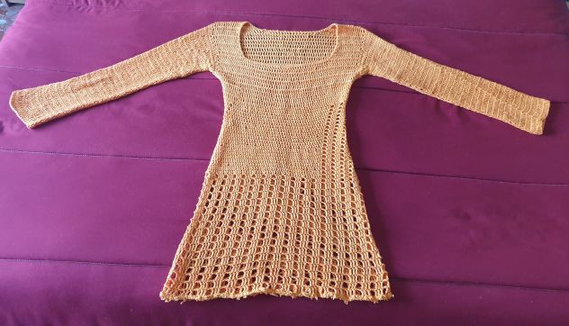 Maglia lunga per leggins all'uncinetto tg 42 arancione chiaro