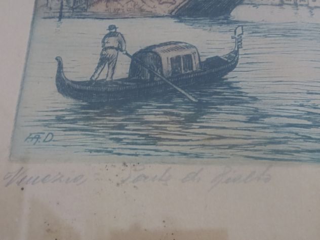stampa VINTAGE del 1952 di Venezia, ottimo stato, incorniciata e sotto vetro - Foto 2