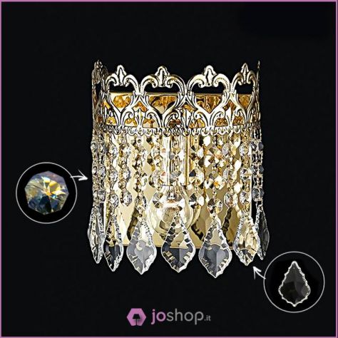 applique da parete 1 luce king nuovo impero classico pendagli cristalli joshop - Foto 2