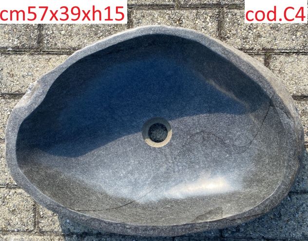 Lavabo lavandino da appoggio in pietra sasso di fiume 2 - Foto 6