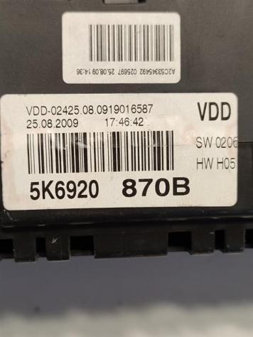 QUADRO STRUMENTI VOLKSWAGEN Golf 6 Plus 5K6920870B A2C53219792 CCZ (0812) - Foto 5
