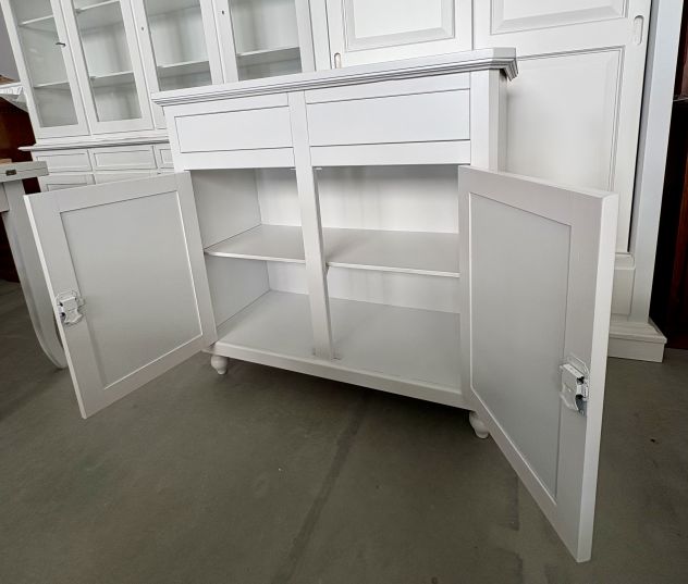 NUOVA CREDENZA 2 ANTE 2 CASSETTI VERO LEGNO FINITURA BIANCO LACCATO OPACO - Foto 6