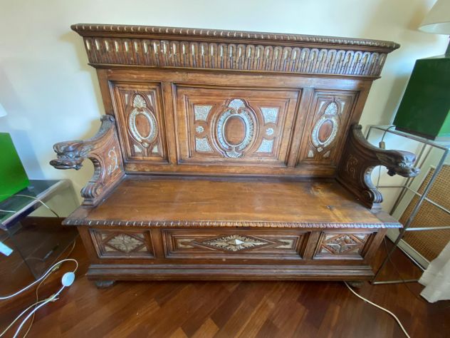 Cassapanca in legno con schienale - Foto 8