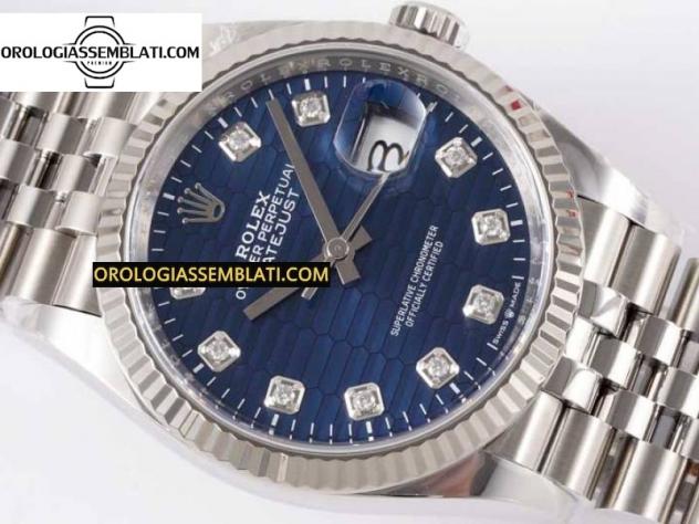 Replica Rolex Assemblata DATEJUST 36 126234 1:1 BEST EDITION ACCIAIO 904L QUADRANTE BLU CON DIAMANTI STRUTTURATI SUL BRACCIALE JUBILEE - Foto 2